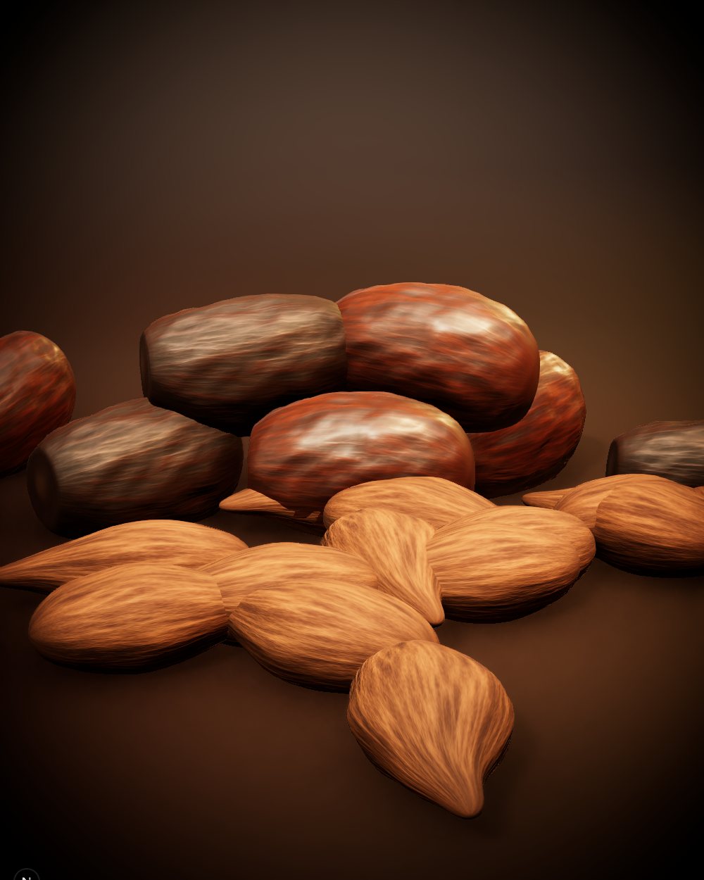 Dates and almonds on a dark counter