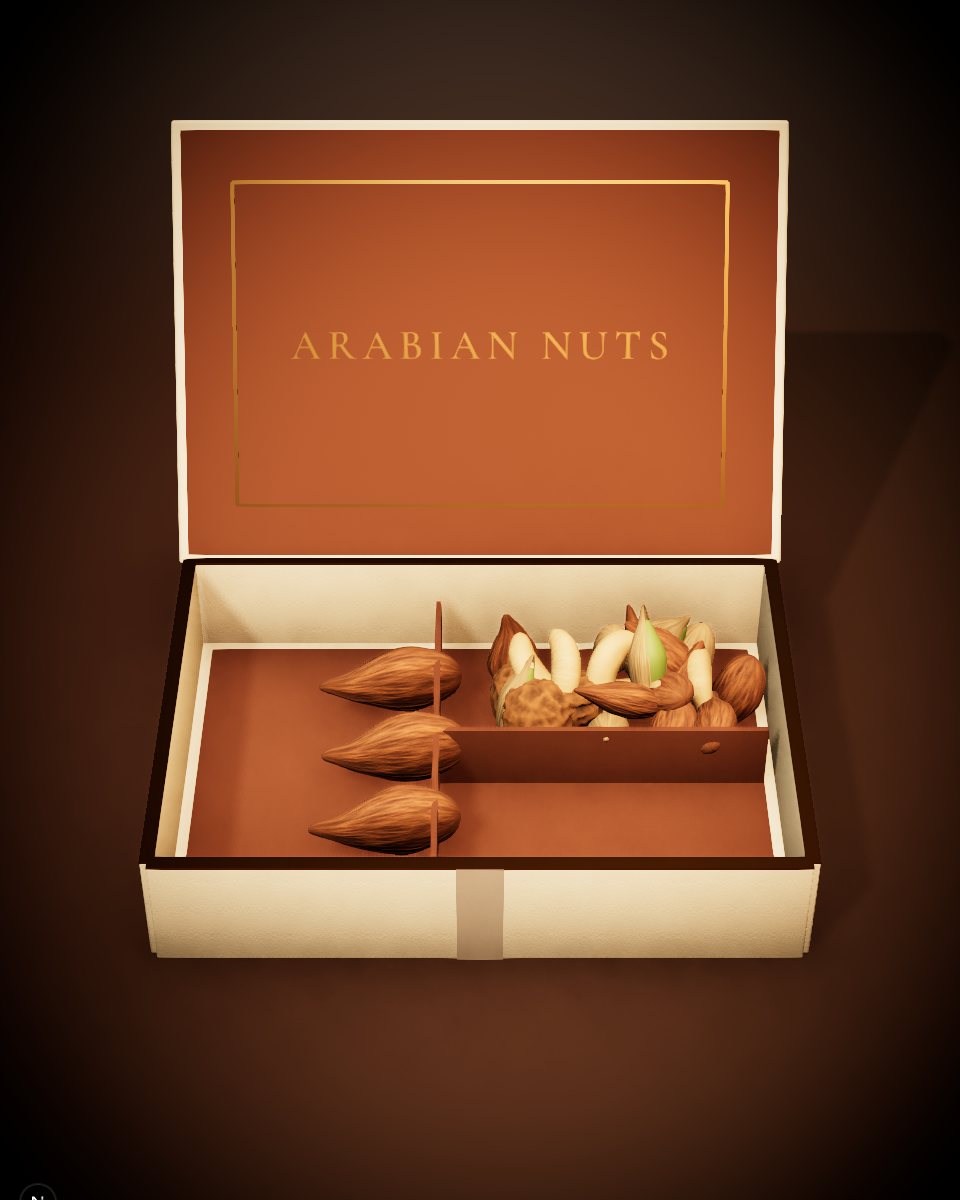 A cream gift box filled with assorted roasted nuts